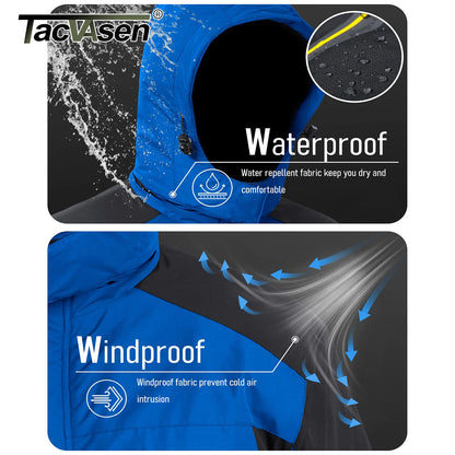 TACVASEN Men's Winter Skiing Jackets Water Resistant Fleece Coats Insulated Thermal Snowboard Jacket Parka Raincoat with Hood