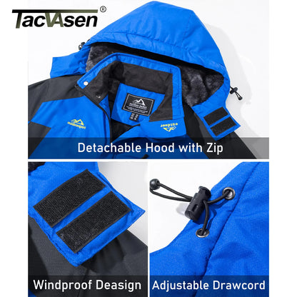 TACVASEN Men's Winter Skiing Jackets Water Resistant Fleece Coats Insulated Thermal Snowboard Jacket Parka Raincoat with Hood