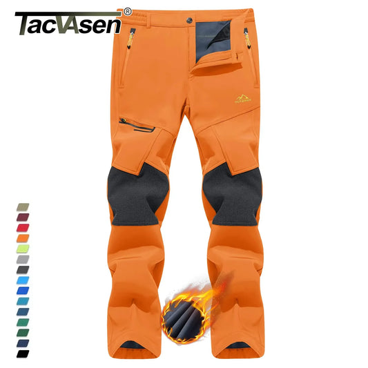 TACVASEN Men's Skiing Snow Pants Fleece Lined Waterproof Winter Insulated Hiking Pant for Outdoor Work Hunting Cargo