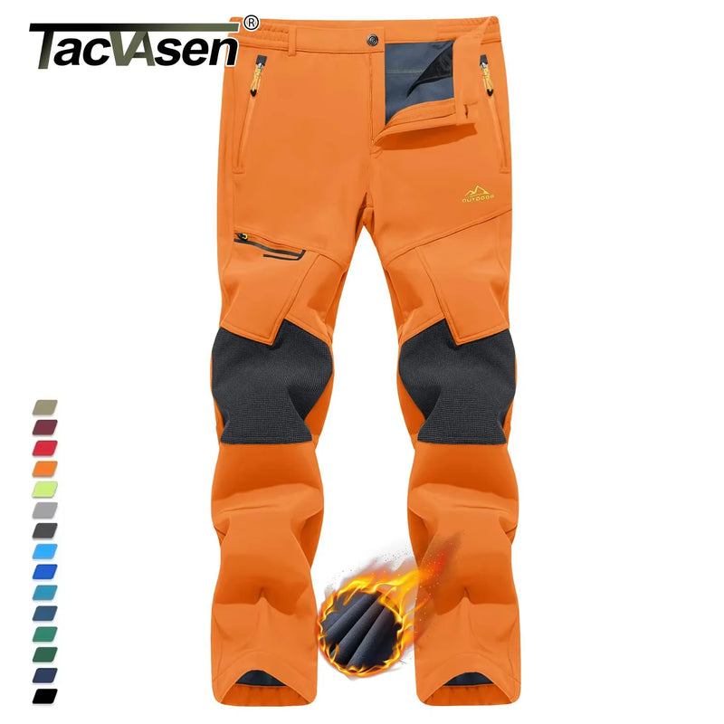 TACVASEN Men's Skiing Snow Pants Fleece Lined Waterproof Winter Insulated Hiking Pant for Outdoor Work Hunting Cargo