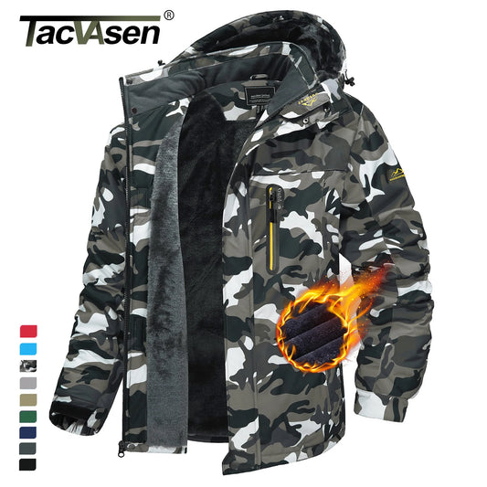 TACVASEN Men's Winter Skiing Jackets Water Resistant Fleece Coats Insulated Thermal Snowboard Jacket Parka Raincoat with Hood